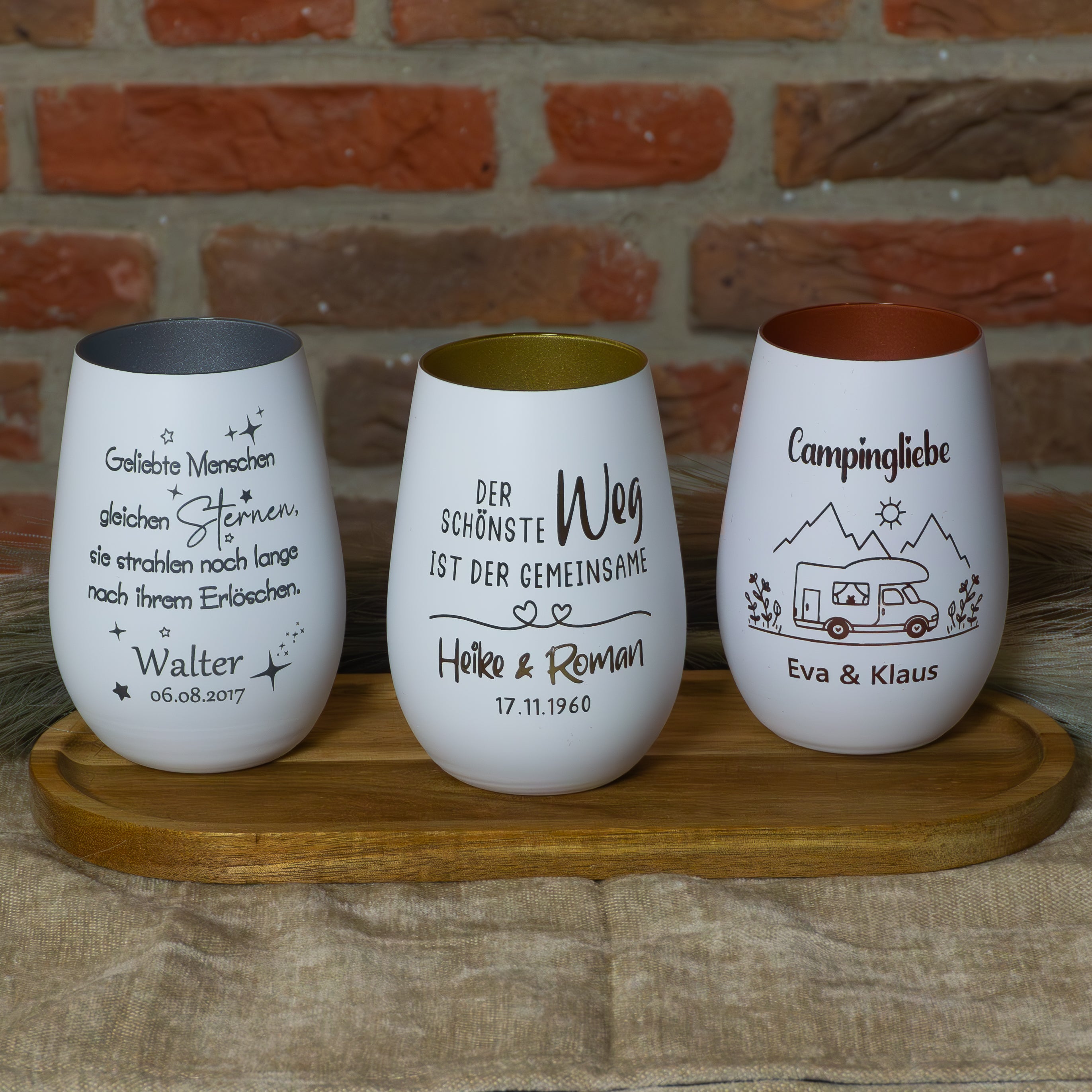 Personalisiertes Gedenk-Windlicht „Geliebte Menschen gleichen Sternen“ – mit Name & Datum