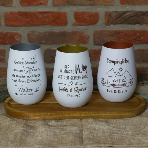 Personalisiertes Gedenk-Windlicht „Geliebte Menschen gleichen Sternen“ – mit Name & Datum