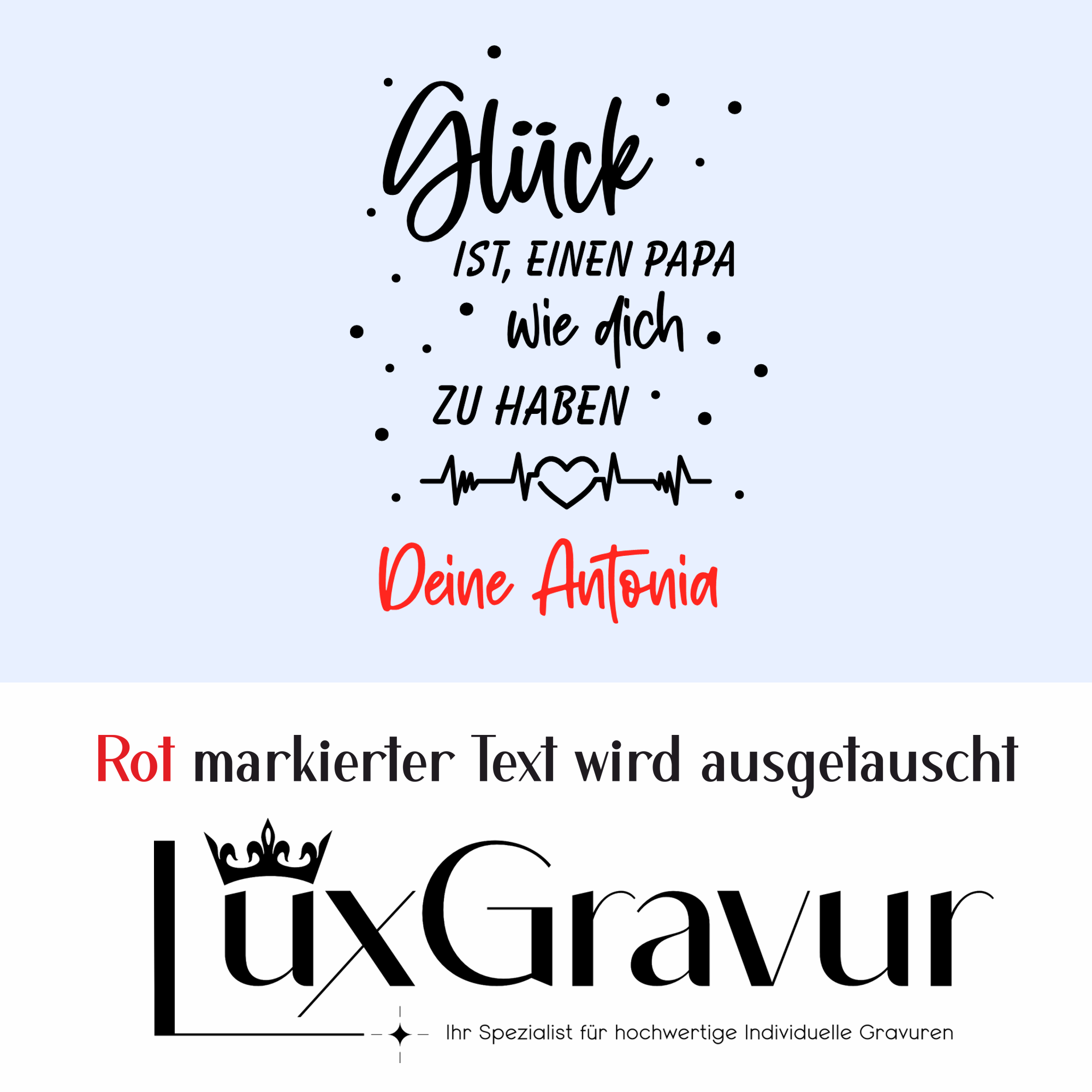 Personalisiertes Papa-Windlicht „Glück ist, einen Papa wie dich zu haben“ mit Namensgravur