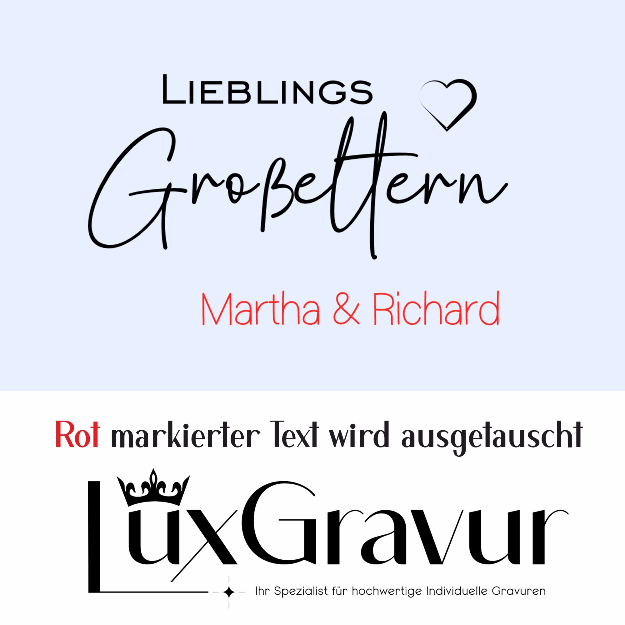 Personalisiertes Windlicht „Lieblings Großeltern“ mit Herzmotiv und Namen