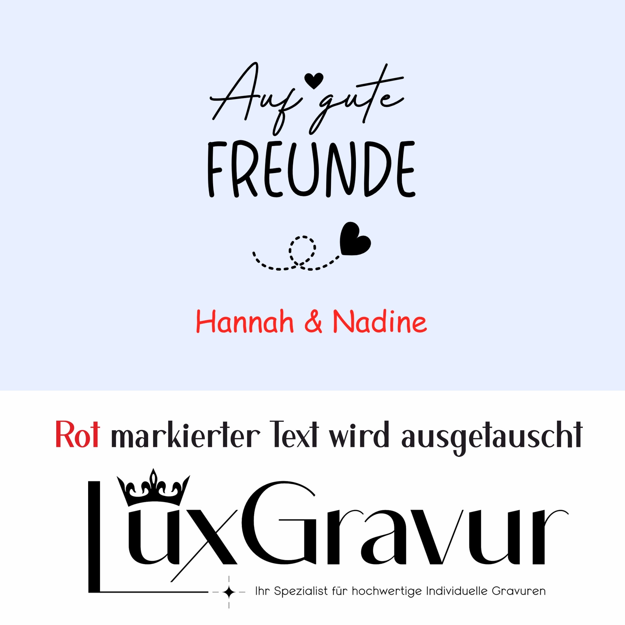 Personalisiertes Windlicht „Auf gute Freunde“ mit Herzmotiv und individueller Namensgravur