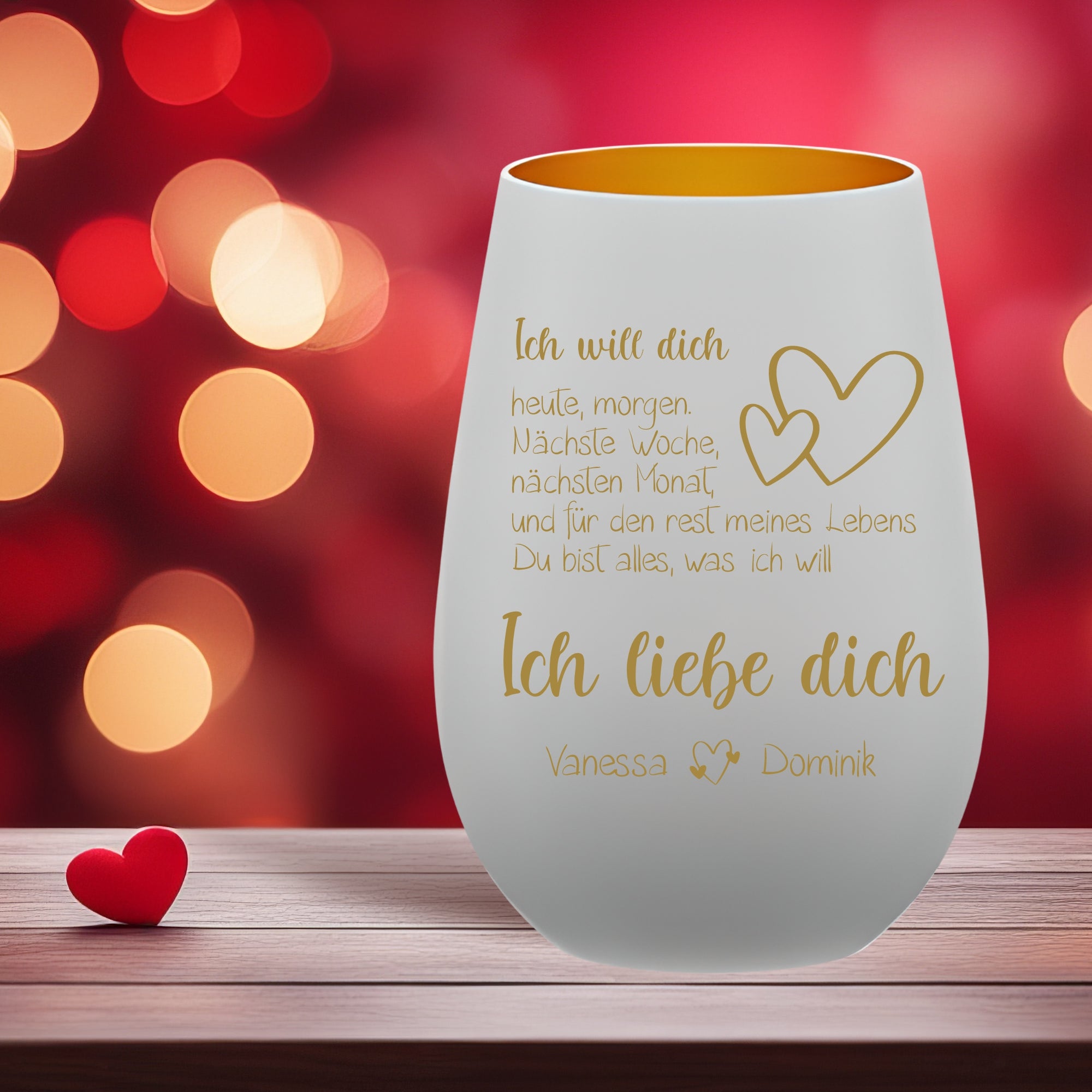 Personalisiertes Windlicht „Ich will dich – Ich liebe dich“ mit Namensgravur
