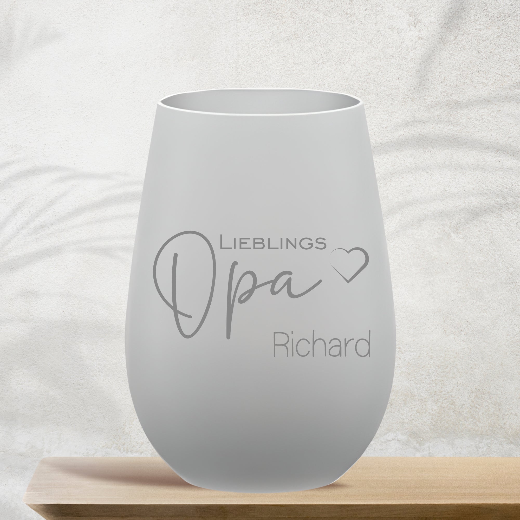 Graviertes Windlicht „Lieblings Opa“ mit Namensgravur auf Stölzle Lausitz Glas