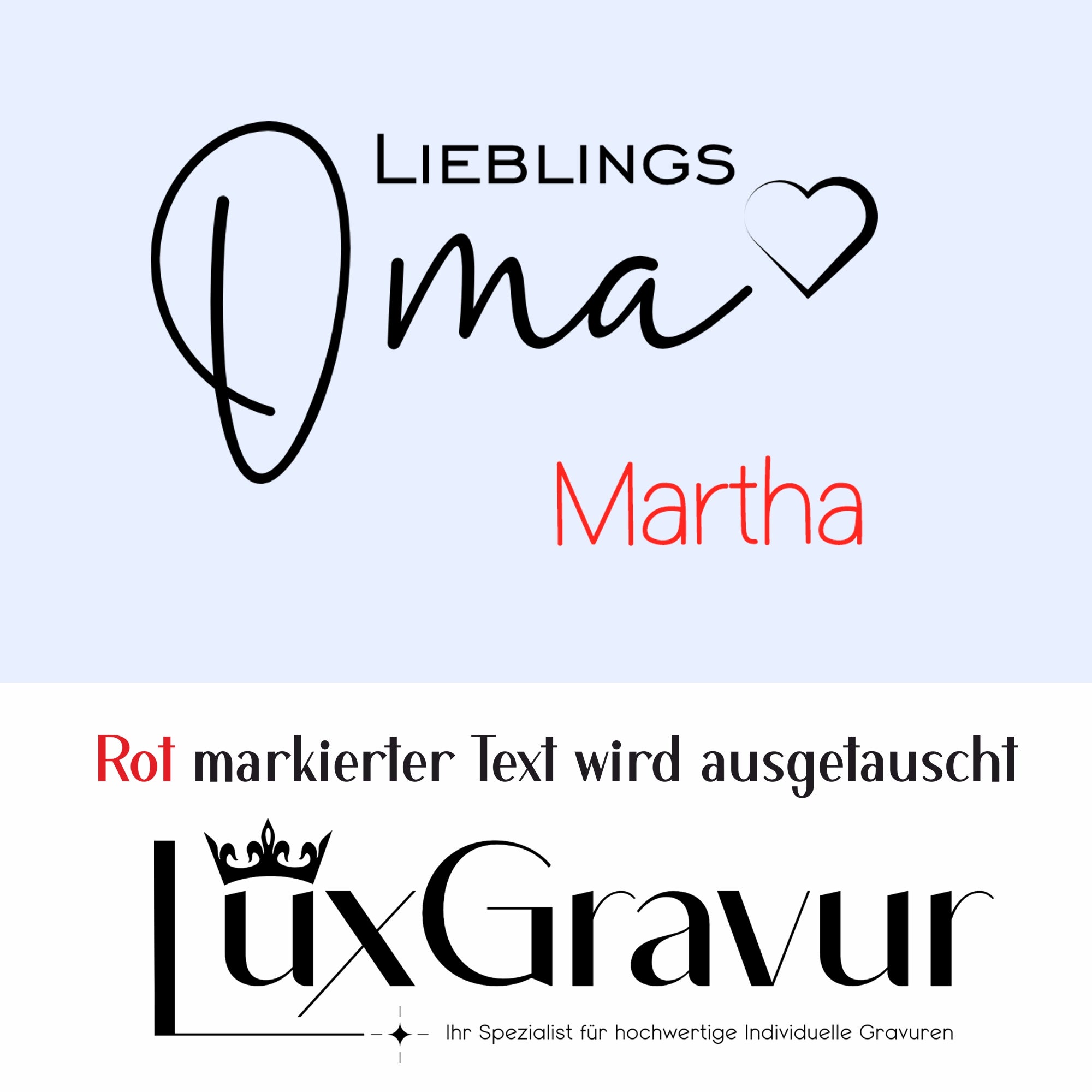 Personalisiertes Windlicht „Lieblings Oma“ mit Herzmotiv und Namensgravur