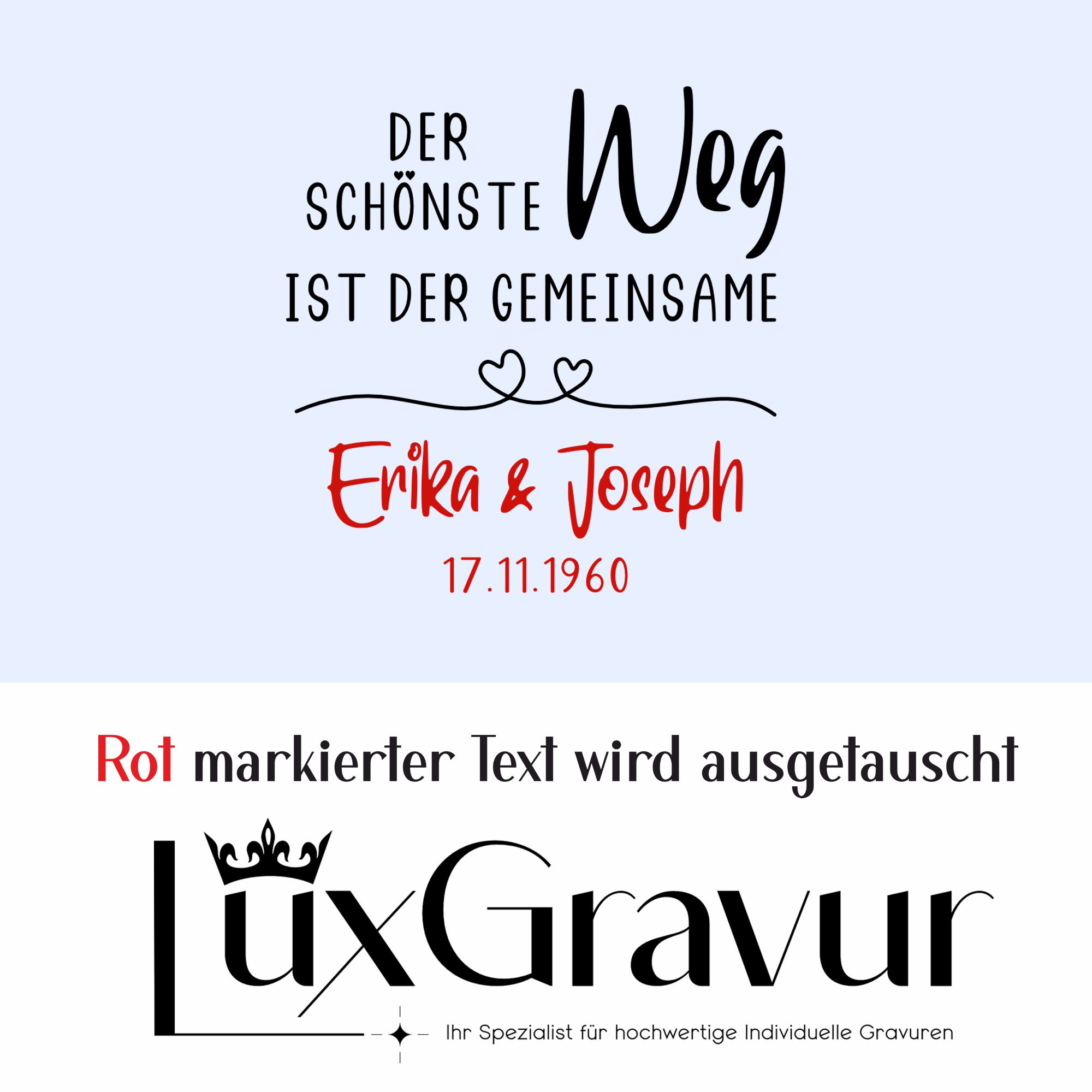 Personalisiertes Windlicht „Der schönste Weg ist der gemeinsame“ mit Namens- und Datumsgravur