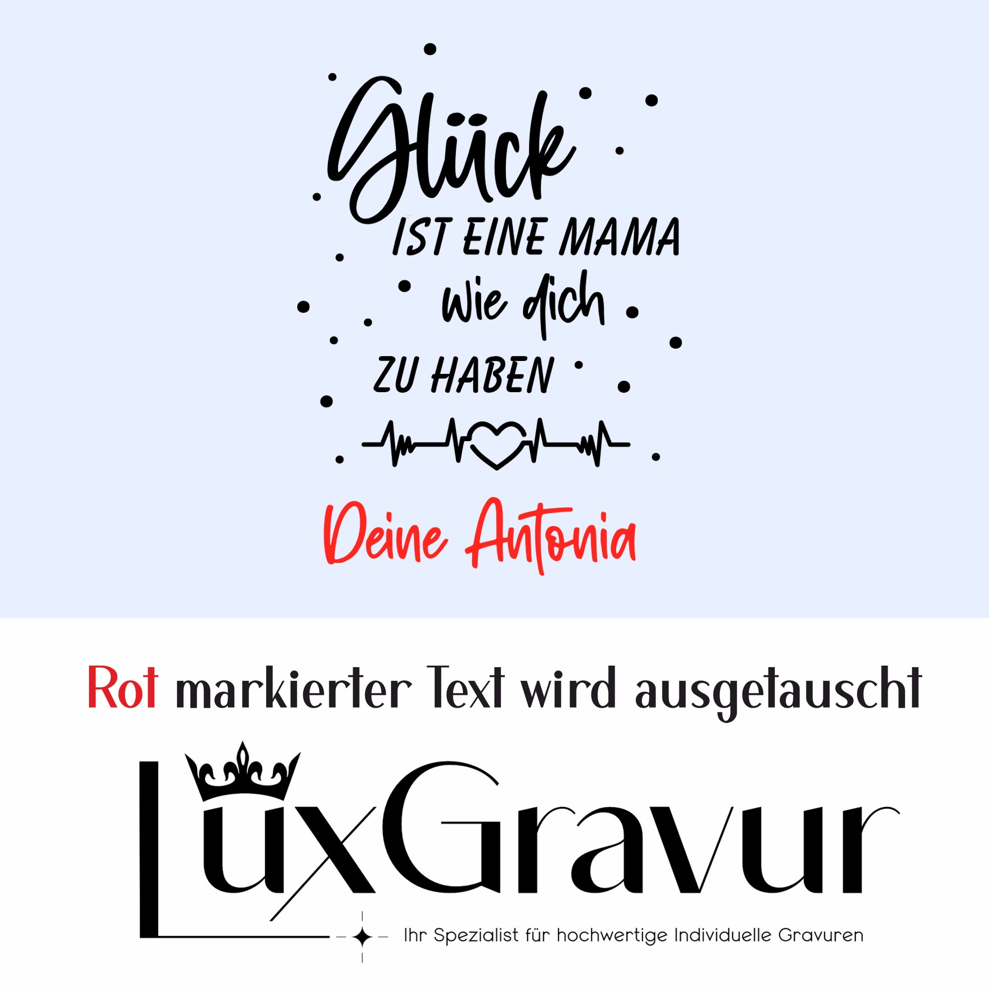 Personalisiertes Windlicht „Glück ist eine Mama wie dich zu haben“ mit Namensgravur